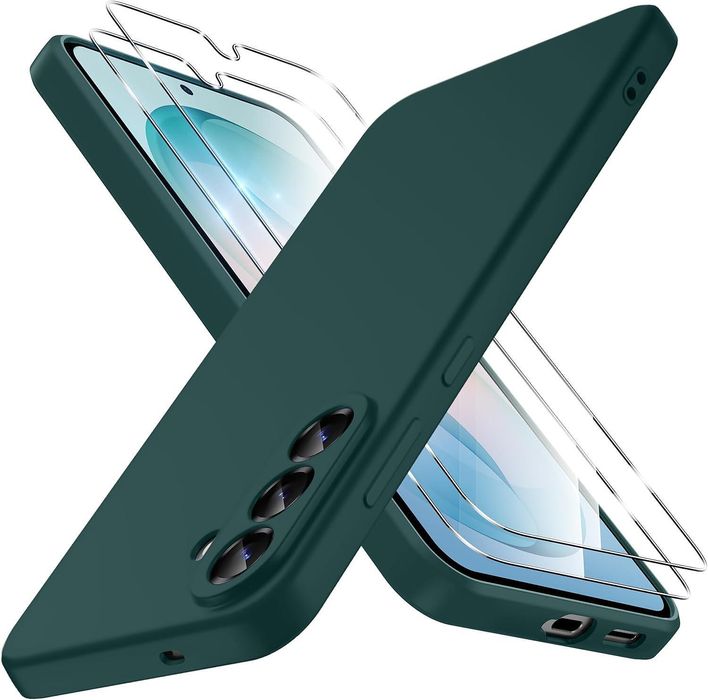 Матов силиконов кейс за samsung galaxy s26 - тъмно зелен - със защита