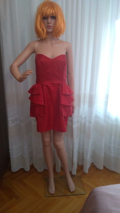 Rochie rosie fara maneci