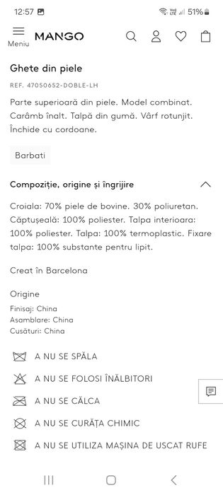 Ghete barbati Mango ,42,43,44