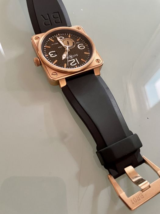 Златен ,часовник! Bell&Ross BR 01-97 RESERVE de MARCHE Rose Gold 18 k