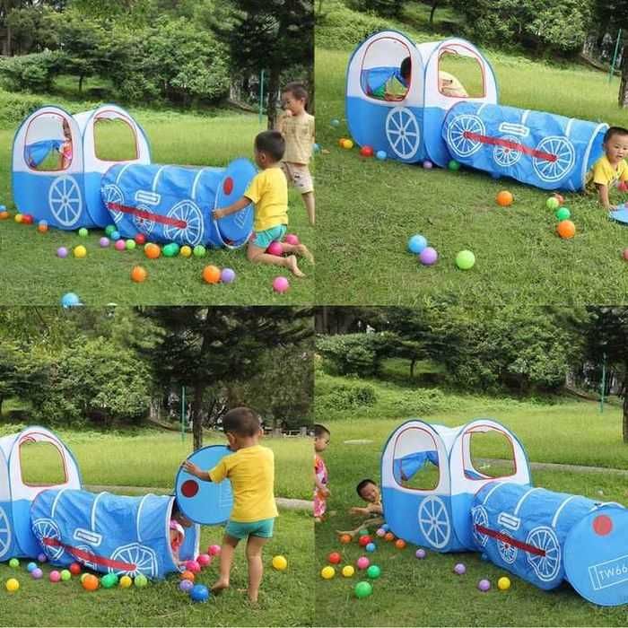 Детска играчка 2в1 палатка къща и тунел Влак