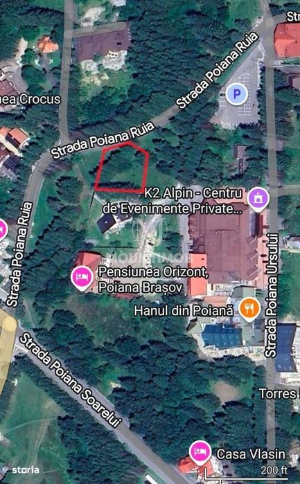 Teren intravilan în Poiana Brașov 1404 mp, str. Poiana Ruia
