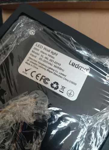 LEDMO комплект от 2 броя LED аплик със сензор за движение, 20W