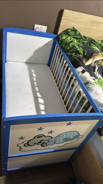 Pătuț copii din lemn + saltea