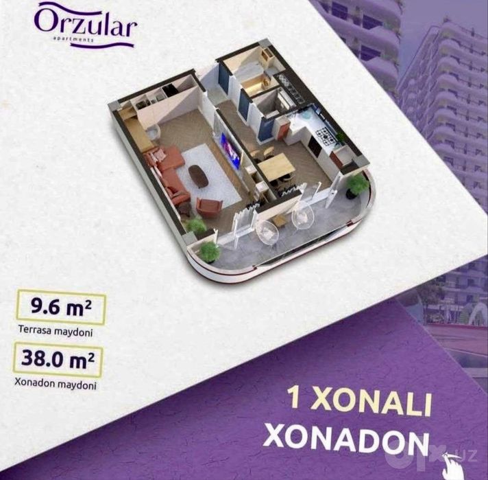 1-комнатная квартира Юнусабад 16, Xon Saroy Orzular