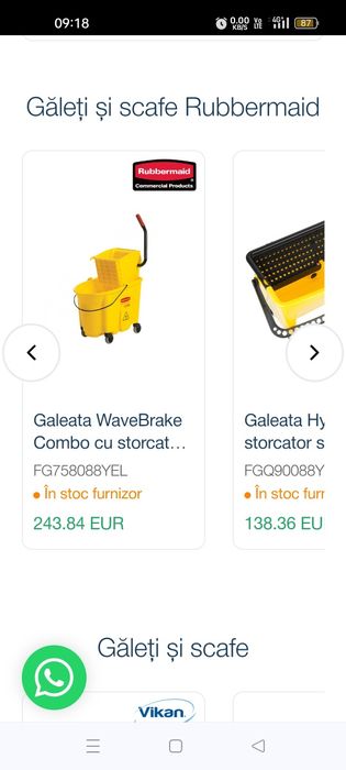 Găleta mop wave brake cu storcător 33 l comercial