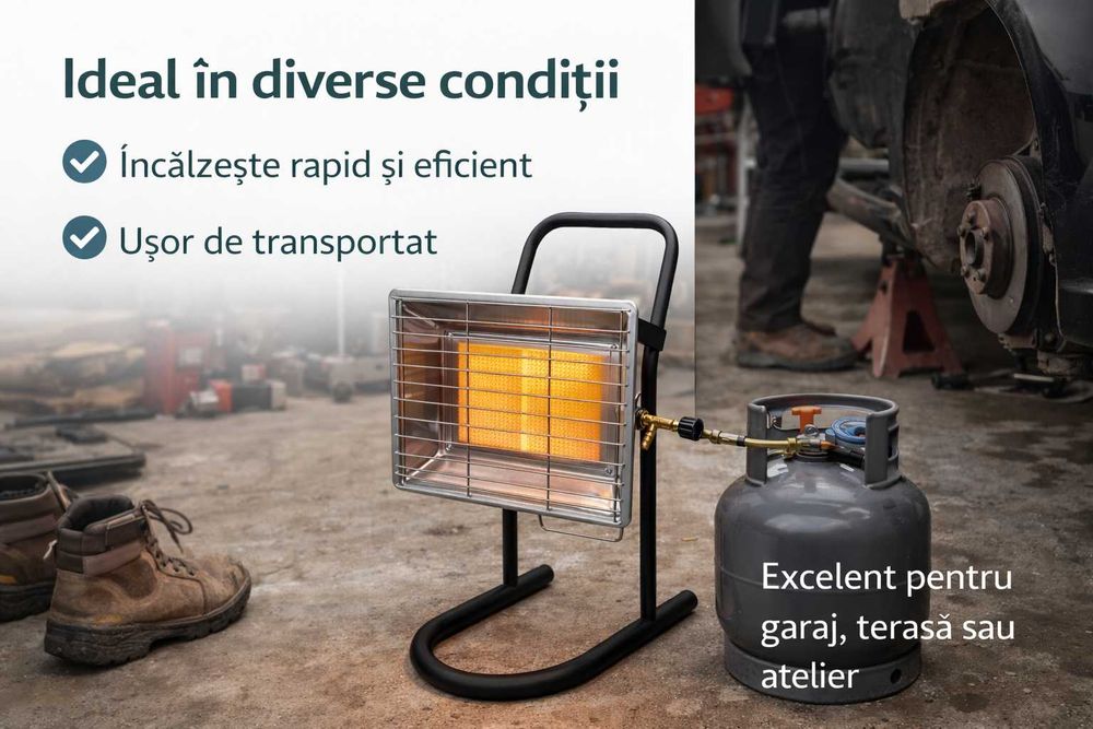 Incalzitor Ceramic pe Gaz 3500W cu Suport Metalic