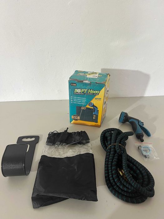 Jsdoin - Furtun extensibil pentru gradina 15 m, cu pistol de stropit si adaptoare