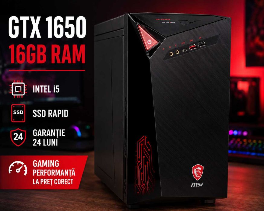 PC Gaming MSI GTX 1650 16GB SSD Full HD Garantie 24 Luni