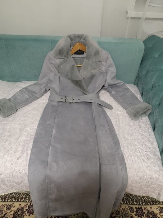 Дубленка для зимный серый цвет