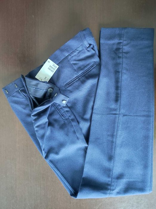 Pantaloni costum slim fit albastru-închis mar. 50 (M) talie=88 cm noi