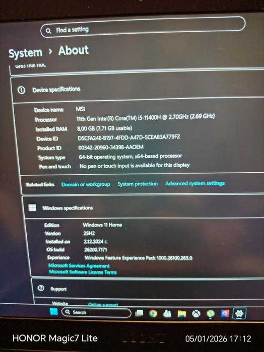 Нов геймърски лаптоп MSI с лицензиран Windows 11