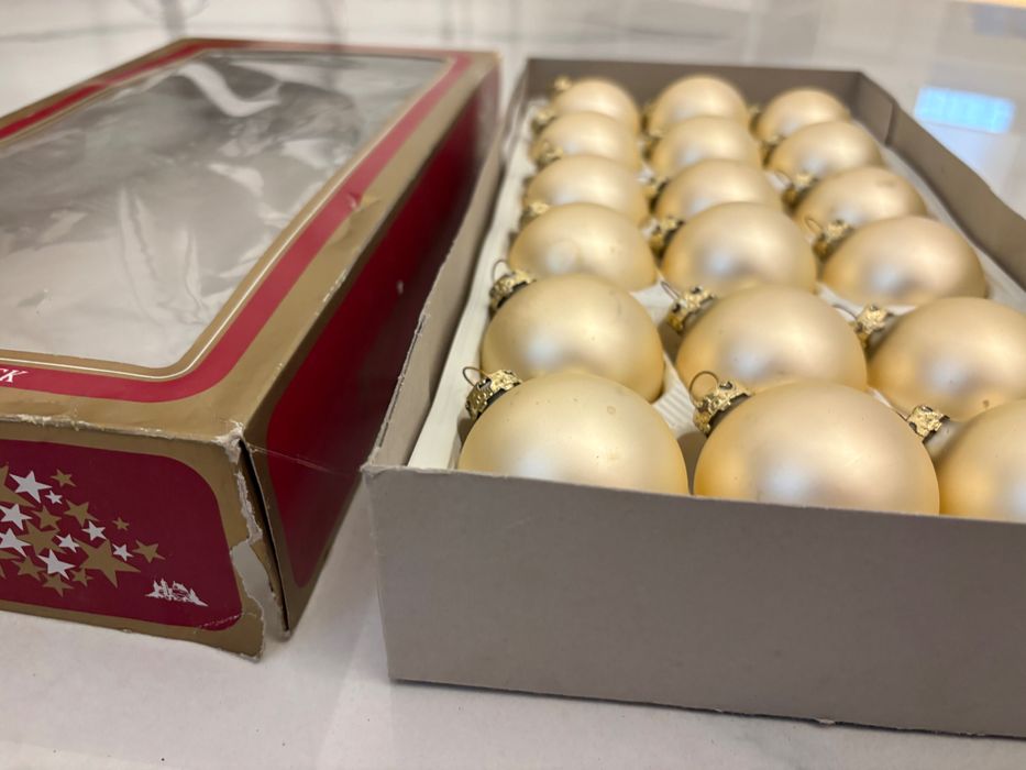 Set globuri vechi pentru brad – sticlă handmade, Germania anii 1960