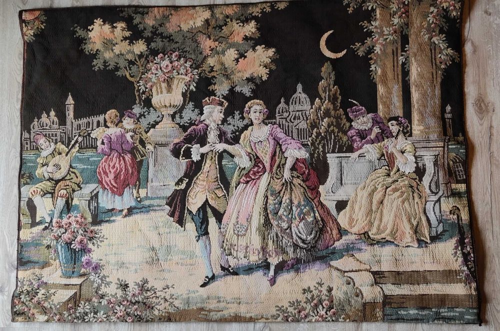 TAPISERIE FRANTA cu scena galanta stare foarte buna 127 cm * 91 cm