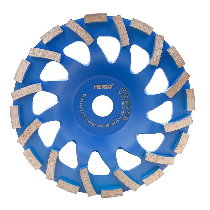 HERZO Disc de șlefuire cu diamant 180mm pentru beton, piatră naturală, plăci – 22.23mm