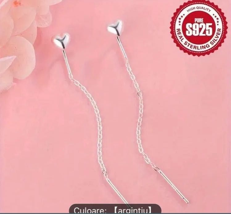 Vand cercei lungi argint simpli sau inima