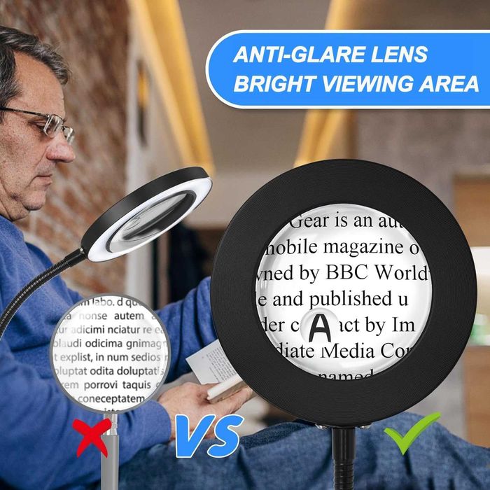 Подова лампа с лупа 5X 10X лупа със светлина с 3 цветни режима