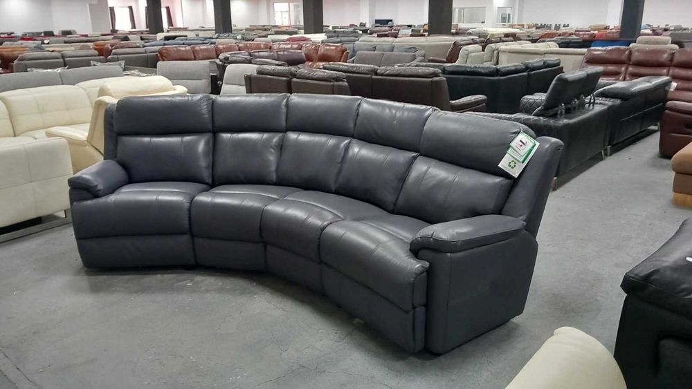 Сив извит кожен диван четворка "Gracy"