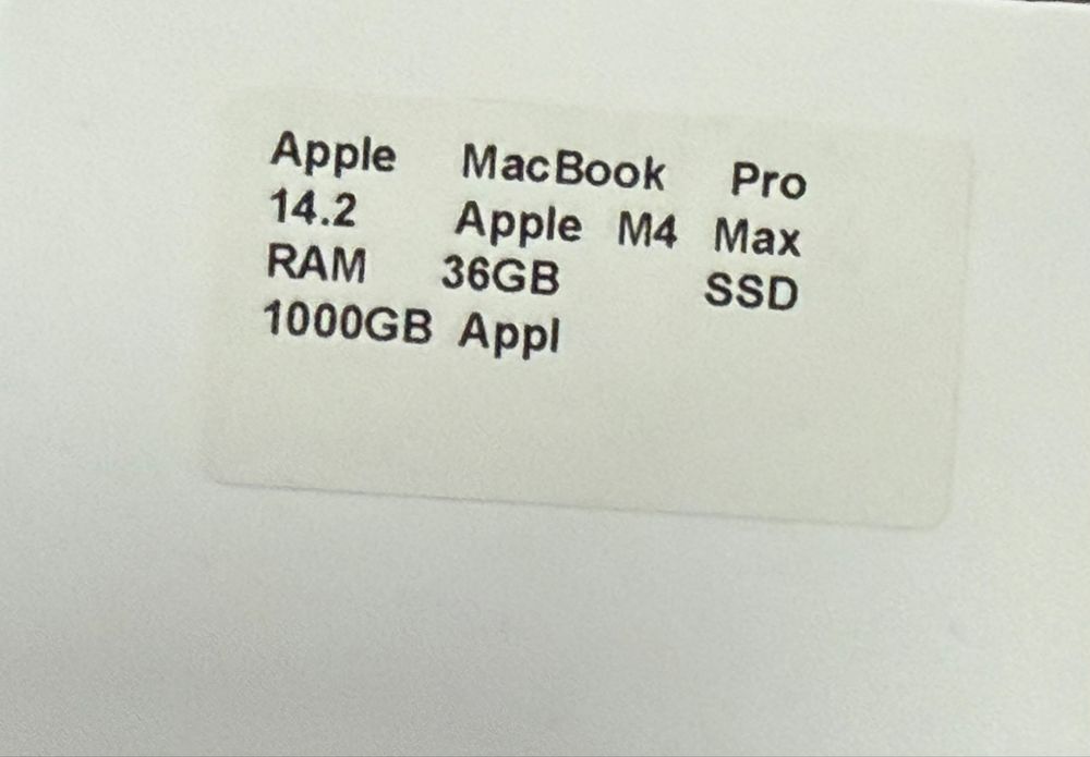 Macbook PRO M4 Max, 36gb, 1TB, 14-inch