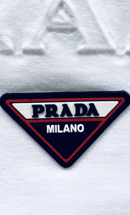 Детско худи с качулка PRADA оригинал унисекс – бяло, за 3-4 години