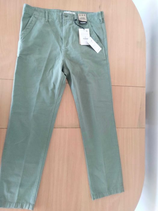 Blugi barbati Pull & Bear verzi 42 S - M Loose Straight noi