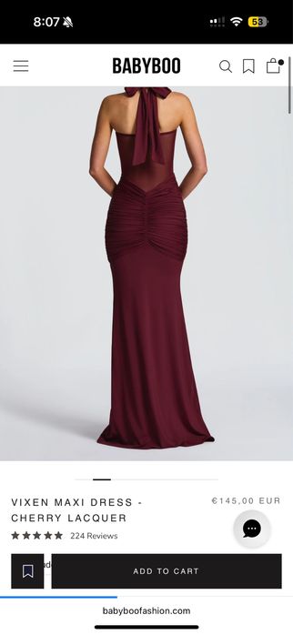 Официална дълга рокля от Babyboo - S размер- VIXEN MAXI DRESS - CHERRY LACQUER