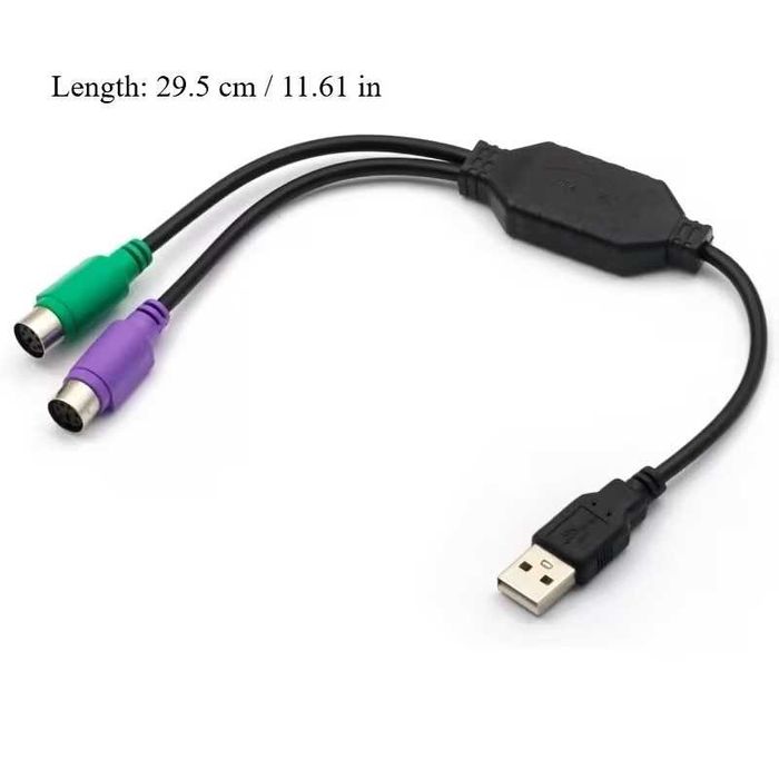 Преходник USB мъжки към двоен PS/2 PS2 женски адаптер клавиатура,мишка