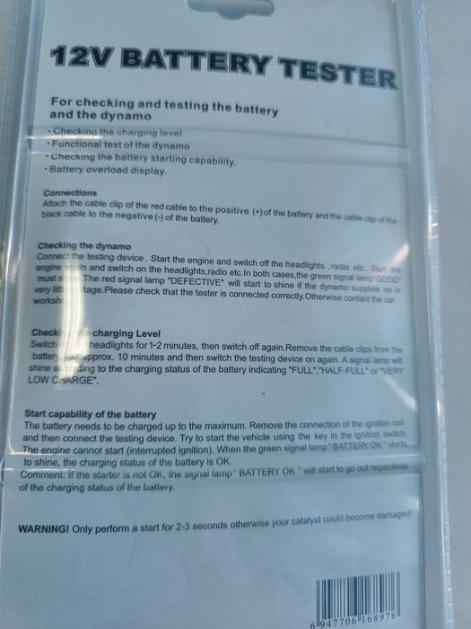 Tester baterie auto si alternator
