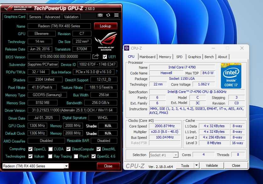 Unitate PC- I7 4790, 16GB RAM, Radeon RX 480 8GB DDR5 256 BITI