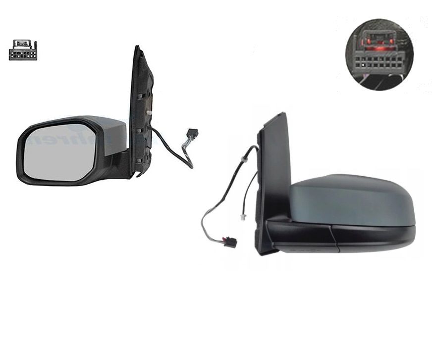 Oglinda exterioara VW Caddy 3 (2k), 06.2015-, stanga/dreapta, reglare electrica; grunduita; incalzita; geam asferic; cromat; 5 pini; cu radio aerial