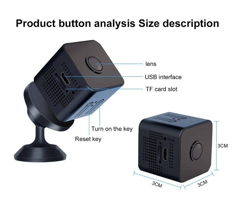 Мини  WiFi Камера за наблюдение, Full HD 1080P, нощно виждане