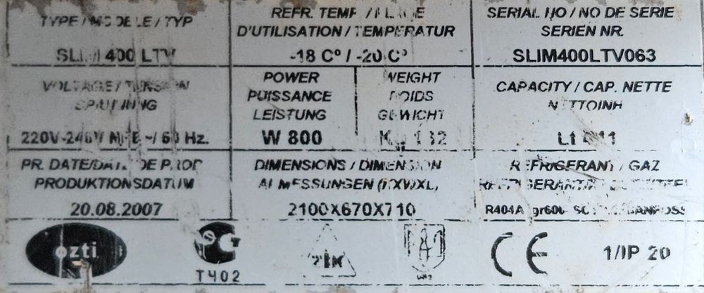 Холодильник турецкий Ozti Slim 400 LTV