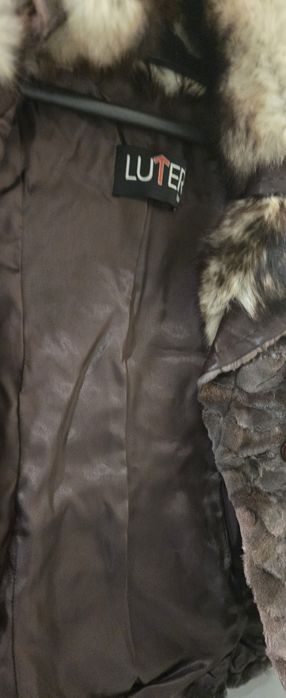 Кожено палто с косъм