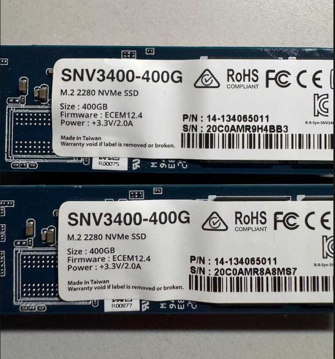 pentru NAS - Adaptor Synology M2D18 2x M.2 + 2x Synology NVMe 400G SNV3400-400G 100% health