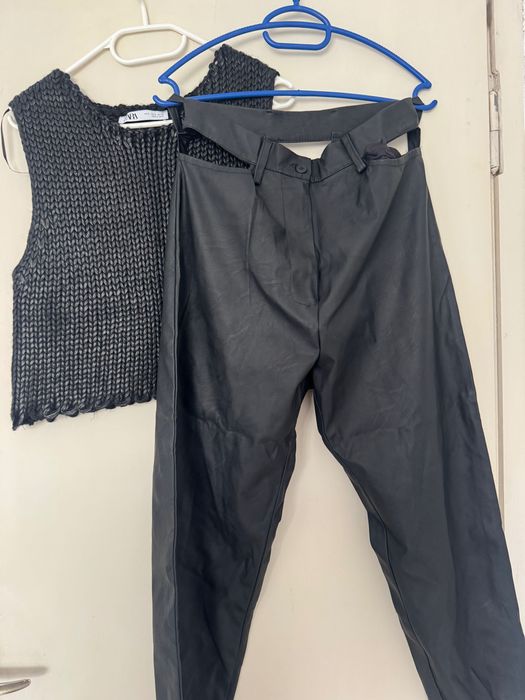 Кожена риза от еко кожа и блейзер на Zara