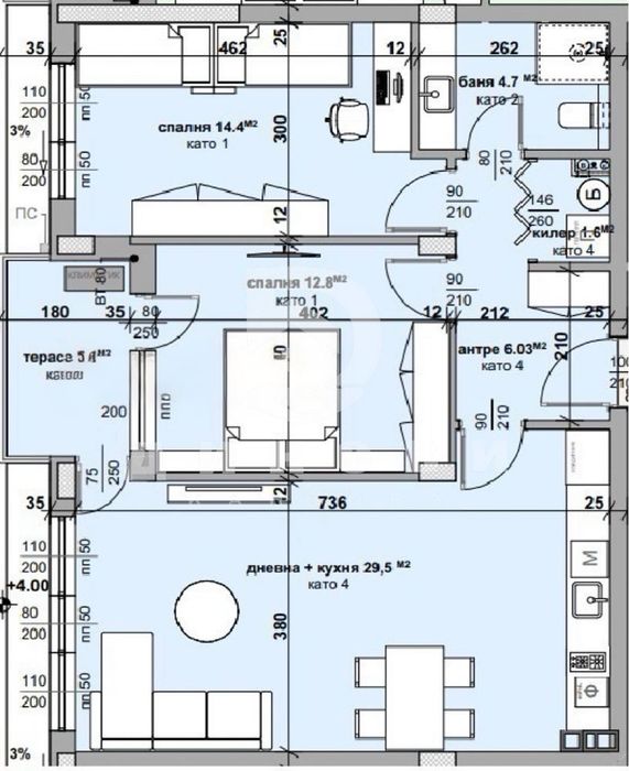 Продава се Тристаен апартамент в Стара Загора, Самара 3 - 94 кв.м за 661 €/кв.м - Снимка #9
