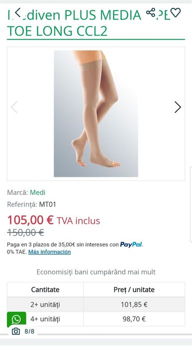Ciorapi compresivi MEDIVEN PLUS, Nr. 3 sau M, CCL 2 bej Long unisex