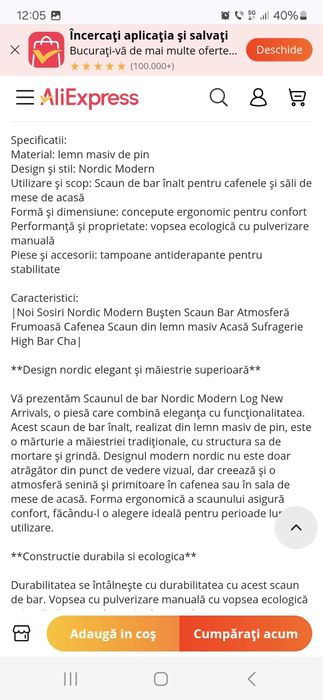 Vand 3 scaune inalte de bar,lemn masiv de pin