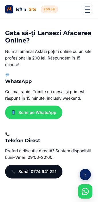 Creare Site de Prezentare | Fără Avans, Plătești la Final | Doar 200 Lei