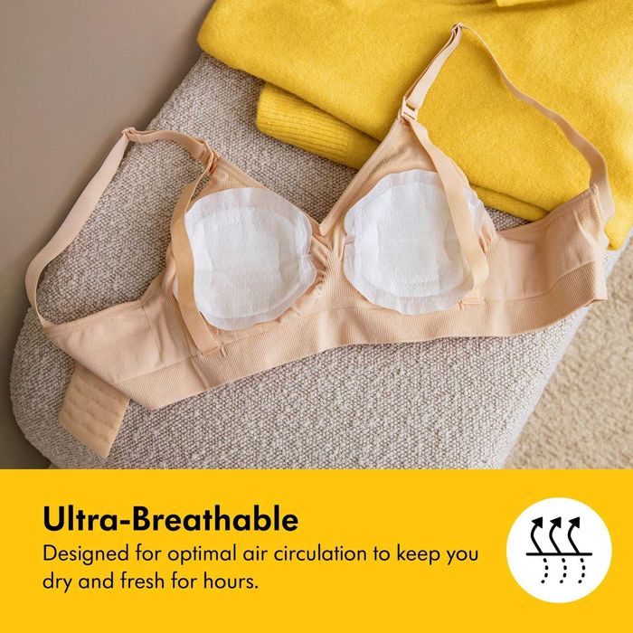 MEDELA Ultra-Breathable – Ултратънки абсорбиращи подплънки за кърма, 120 бр., дискретен дизайн