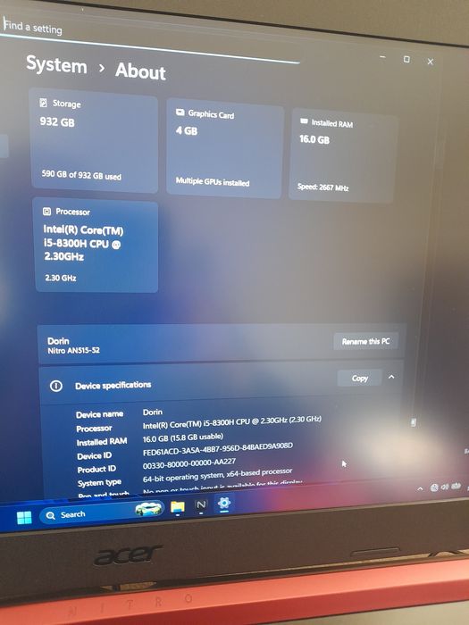 Vând Nitro AN515-52