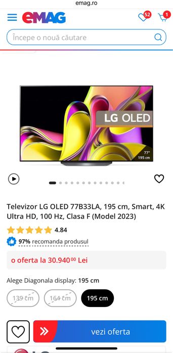 Oled LG 77B3 195cm 4K ultra slim Nou