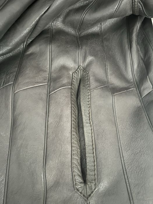 Palton lung din piele naturală cu blană naturală hand made