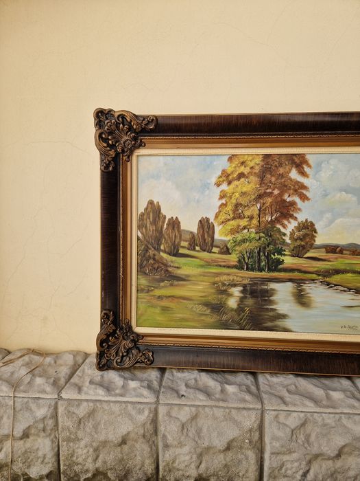 Прекрасна антикварна холандска картина масло върху платно