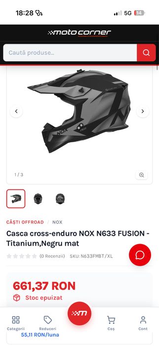 Casca NOX N633 MX FUSION Negru/Titan