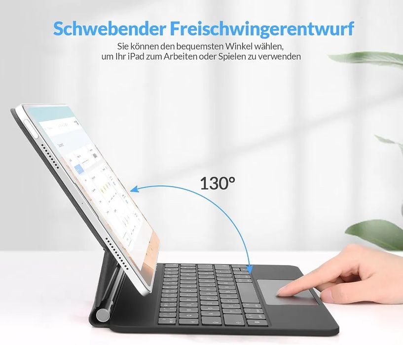 Tastatura Rii Air cu touchpad, Bluetooth si prindere magnetica pentru iPad Pro 11 si iPad Air 6/5/4.