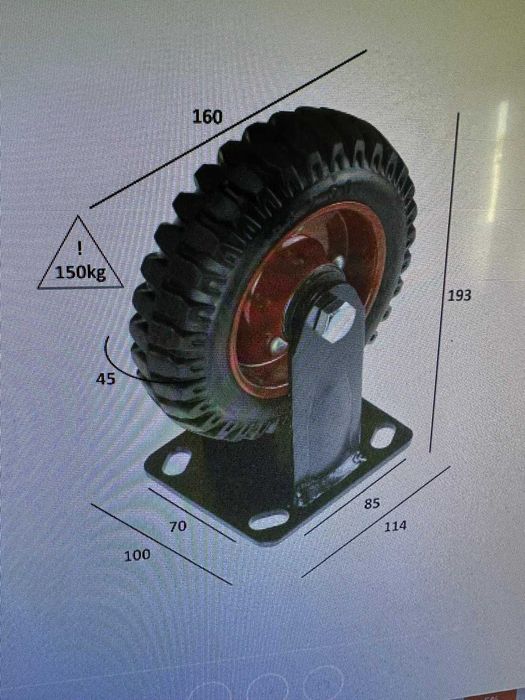 Set 3 roti industriale pivotantă de 150 mm, pentru sarcini grele, cu cauciuc plin, capacitate de încărcare de până la 150 kg/roata