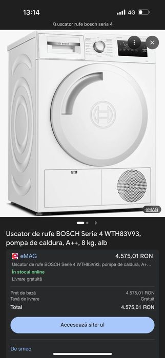 Vând uscător de rufe Bosch