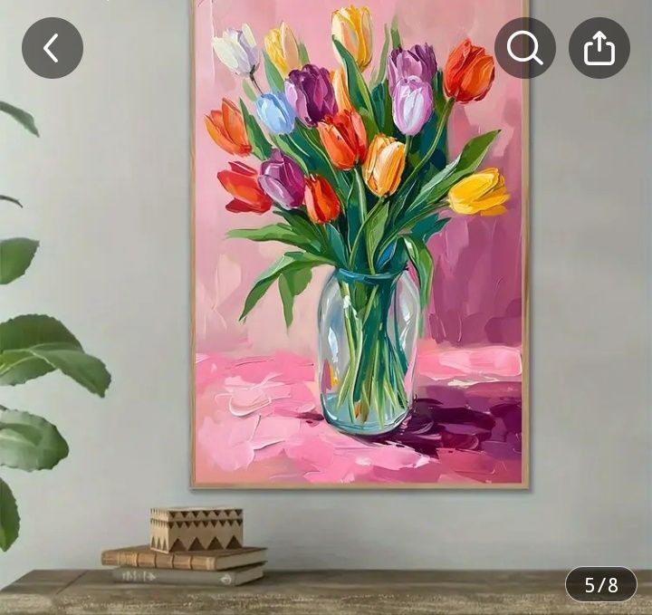 Художествена картина с букет лалета