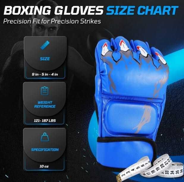 MMA ръкавици без пръсти Flexzion, боксови ръкавици MMA, кикбокс, карате, таекуондо, за възрастни